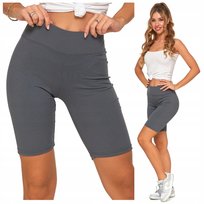 Legginsy Krótkie Prążkowane Damskie Kolarki KRYJĄCE Wysoki Stan L/XL MORAJ