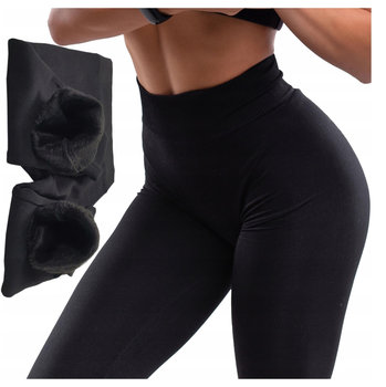 Legginsy Ocieplane Futerkiem Leginsy Damskie Z Futrem Długie Czarne Kryjące - Dajmo