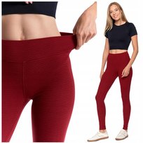 Legginsy Prążkowane Damskie Getry Wysoki Stan Kryjące Wygodne MORAJ S/M