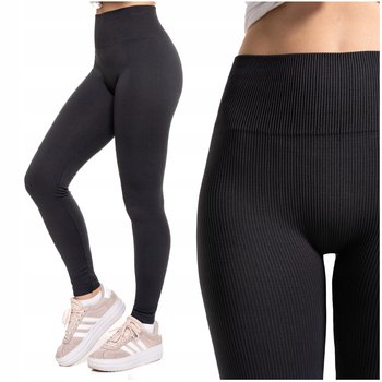 Legginsy prążkowane damskie getry wysoki stan moraj kryjące prążek s/m - Moraj