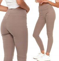 Legginsy Prążkowane Damskie Ocieplane Z Wysokim Stanem Modne Moraj L/Xl Mocca