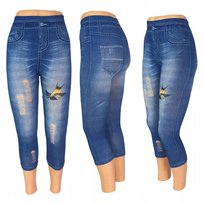 Legginsy Rybaczki Jeans 3/4 Leginsy Spodenki Modne Wzory Getry Wysoki G54