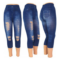 Legginsy Rybaczki Jeans 3/4 Leginsy Spodenki Modne Wzory Getry Wysoki G54
