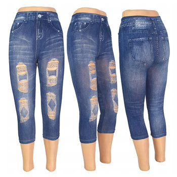 Legginsy Rybaczki Jeans 3/4 Leginsy Spodenki Modne Wzory Getry Wysoki G54 - Dajmo