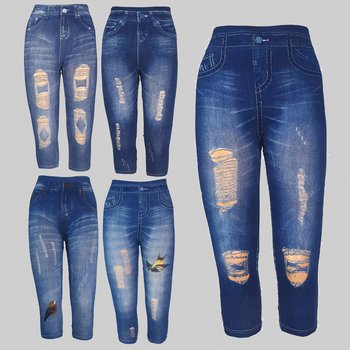 Legginsy Rybaczki Jeans 3/4 Zestaw 5 Sztuk Leginsy Spodenki Modne Wzory - Dajmo