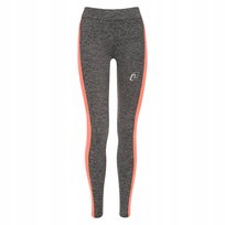 Legginsy sportowe damskie długie szare melanż + łosoś Joggers Cuna M