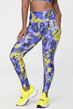 Legginsy sportowe z wysokim stanem fioletowe Zumba Happy XL - Zumba