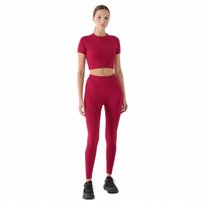 Legginsy treningowe 4F damskie z wysokim stanem - czerwone r. XS/S 4F