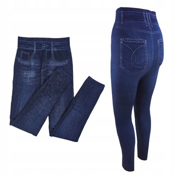 Legginsy Wzór Jeans Ciepłe Leginsy Spodnie Damskie Grube Modne Getry Lh - Dajmo