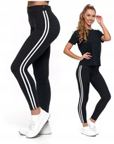Legginsy z Lampasem Czarne Wysoki Stan Kryjące Miękkie Wygodne MORAJ S/M