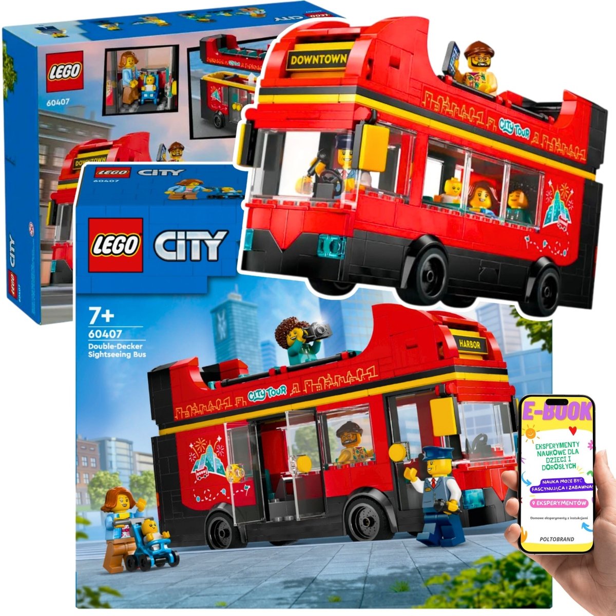 LEGO® City Czerwony Piętrowy Autokar (60407) z Otwartym Pokładem 5 Minifigurek i Miasto Pełne Przygód | Lego Dla Dziecka 7+ EBOOK