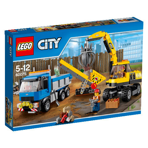 LEGO City, klocki Koparka i ciężarówka, 60075
