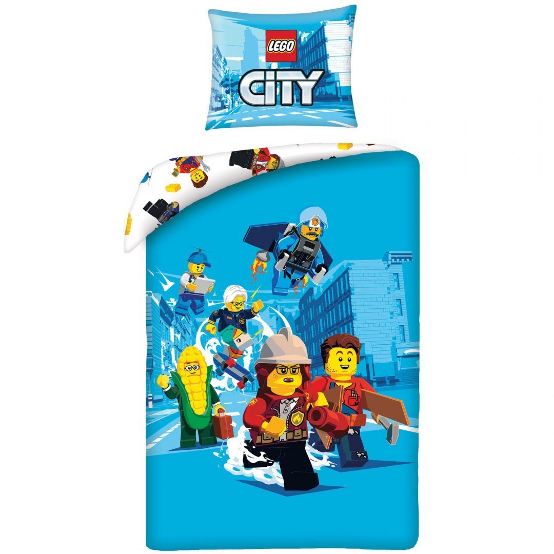 Zdjęcia - Pościel dziecięca Lego City Pościel Bawełna Niebieska 1P 70x90, 140x200 