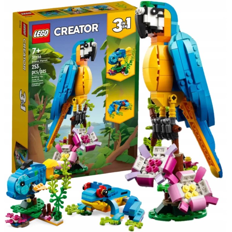 LEGO CREATOR 31136 EGZOTYCZNA PAPUGA 3W1 ŻABA RYBA ZESTAW