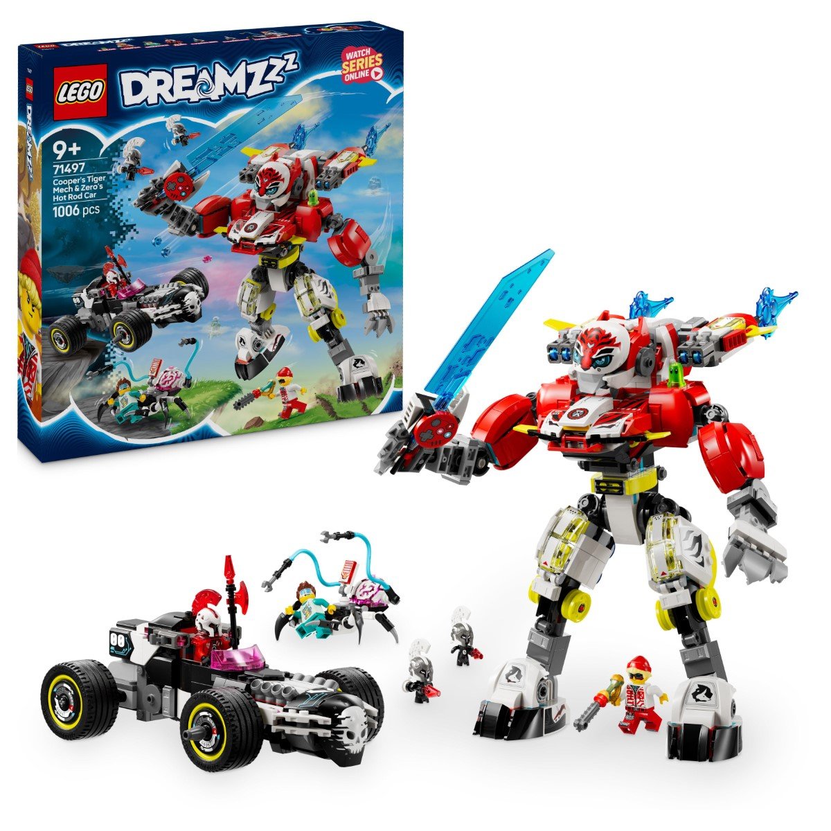 LEGO DREAMZzz, klocki, Tygrysi mech Coopera i hot rod Zero, 71497