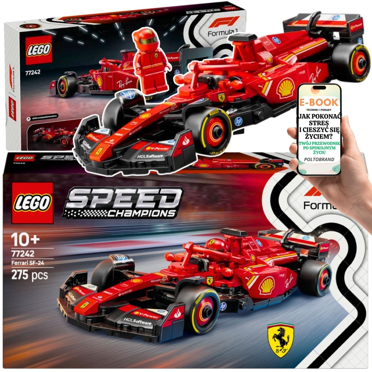 LEGO® F1 Bolid Ferrari SF-24 Klocki Speed Champions (77242) – LEGO Autko Dla Dzieci Fanów Wyścigów, Ferrari i Motoryzacji + EBOOK-1