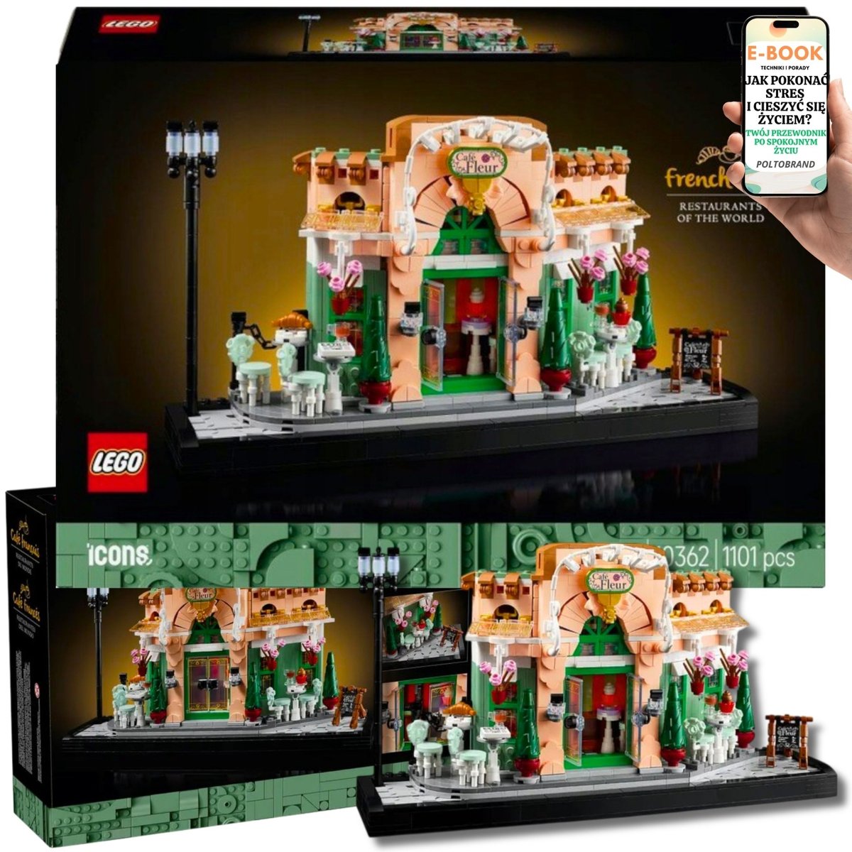 LEGO ICONS FRANCUSKA KAWIARENKA BUDYNEK - 10362 KLOCKI PREZENT DLA NIEJ NIEGO KOBIETY + EBOOK-1