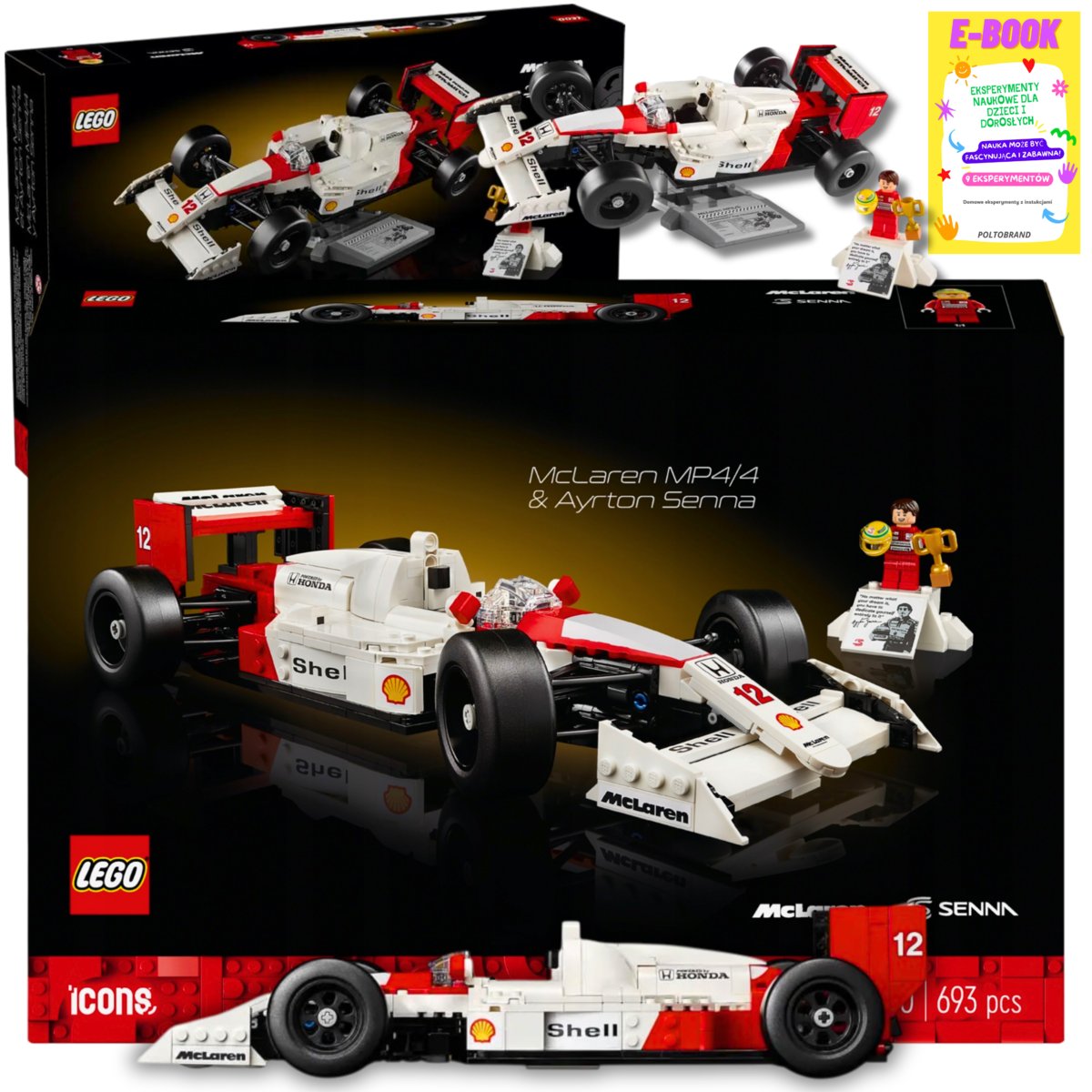 LEGO ICONS McLaren MP4/4 i Ayrton Senna 10330 AUTKO LEGO PREZENT + EBOOK