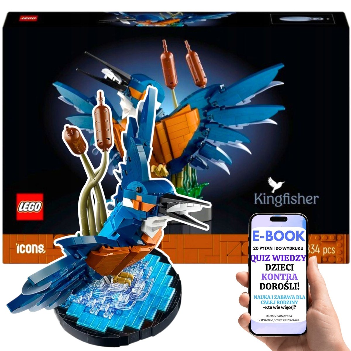 LEGO LEGO® ICONS Zimorodek – realistyczna figurka z klocków LEGO® • projekt kolekcjonerski dla dorosłych Lego 18+ Na Święta Urodziny + EBOOK-2