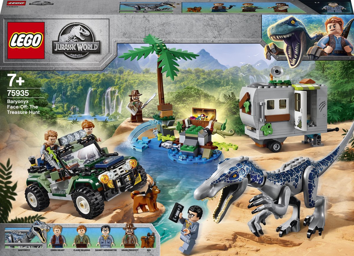 LEGO Jurassic World, klocki Starcie z barionyksem Poszukiwanie skarbów, 75935