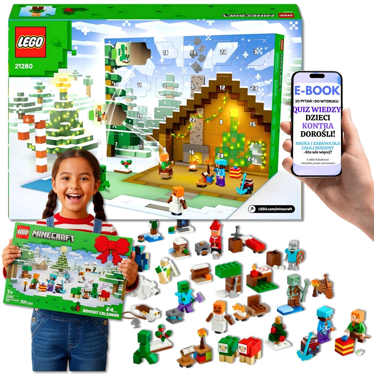 Lego Kalendarz Adwentowy 2025 Minecraft | Prezent na Adwent Święta dla Dziewczynki Chłopca 8 9 10 11 12 Latka (21280) + Ebook-2