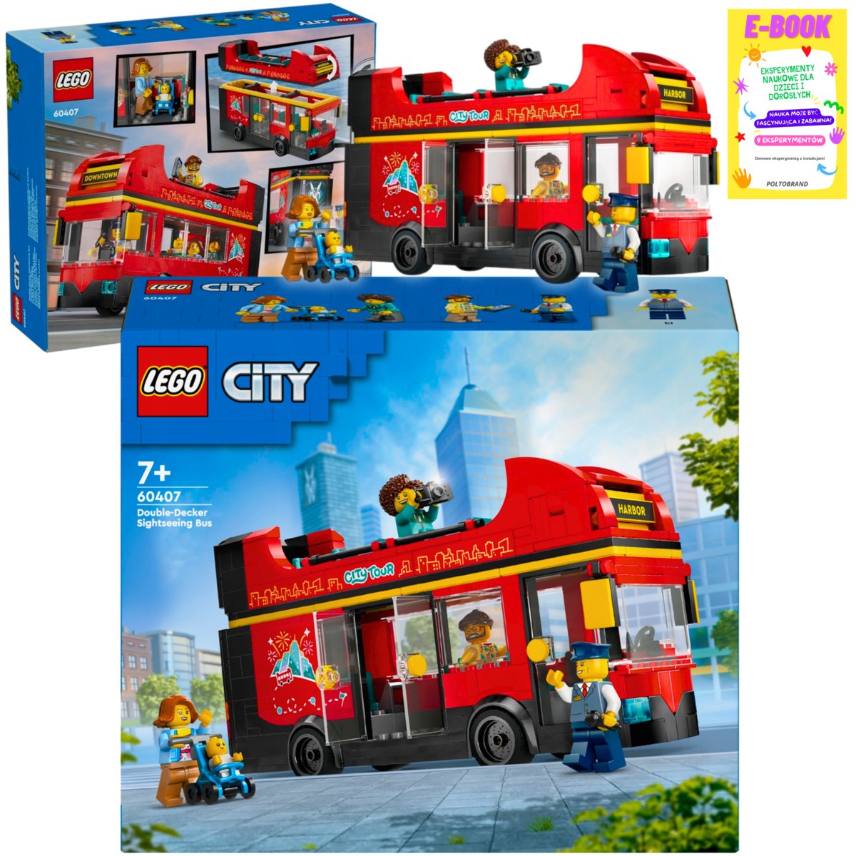 LEGO KLOCKI CITY - Czerwony Piętrowy Autokar (60407) KLOCKI PREZENT + EBOOK