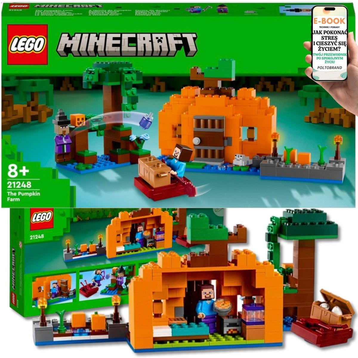LEGO KLOCKI MINECRAFT - Dyniowa Farma 21248 PREZENT DLA DZIECI + EBOOK-1