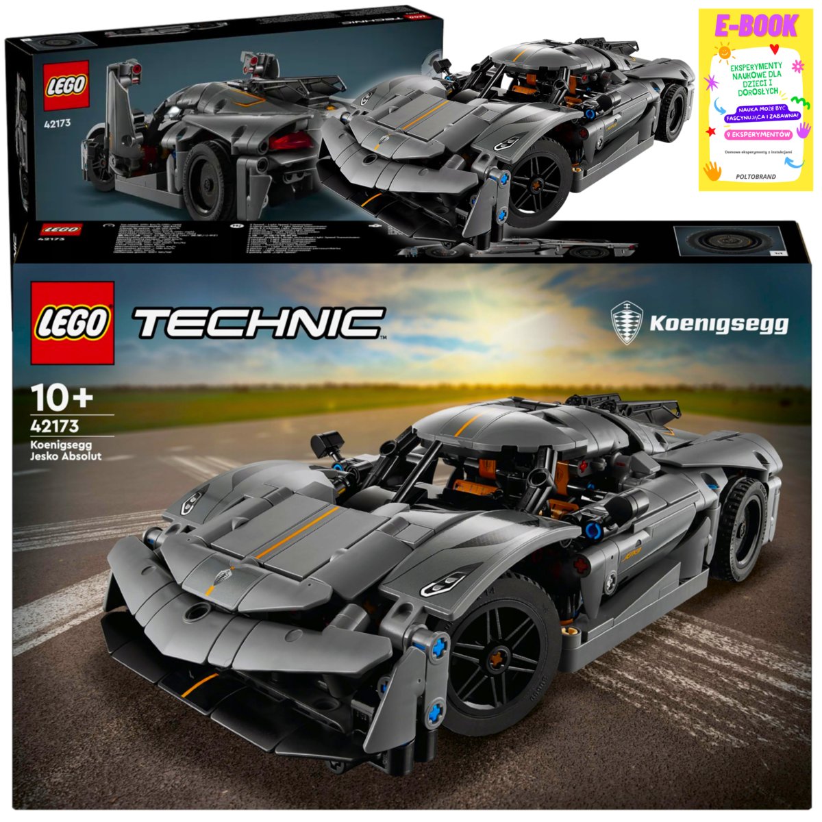 LEGO® KLOCKI TECHNIC SZARY HIPER SAMOCHÓD Koenigsegg Jesko Absolut AUTO PREZENT (42173) + EBOOK