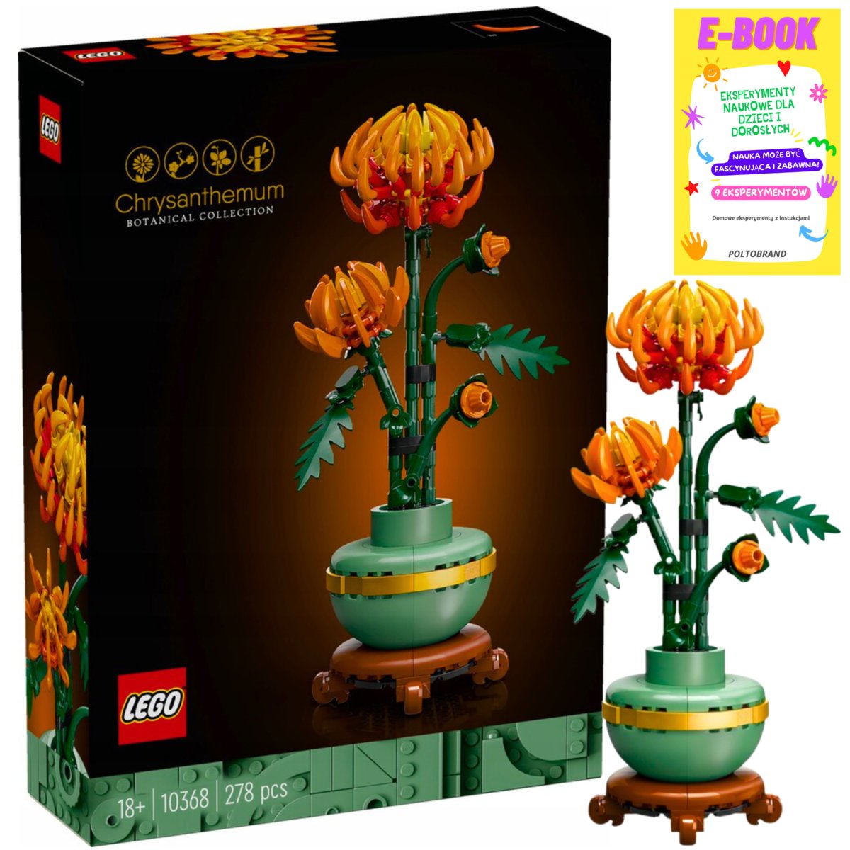 Lego Klocki Zestaw Botanical Collection - Chryzantema Kwiat Na Prezent (10368) Klocki + Ebook