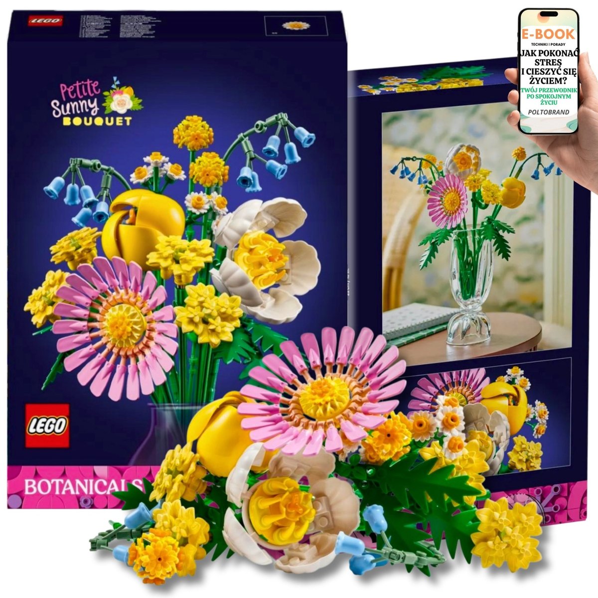 LEGO KWIATY NA PREZENT BUKIET - 10347 Mały Bukiet Żółtych Kwiatów KLOCKI PREZENT + EBOOK-1