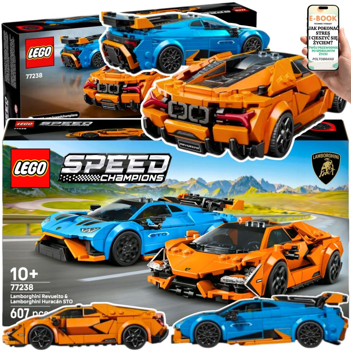 LEGO Lamborghini Revuelto + Huracán STO 2 AUTA WYŚCIGOWE ZESTAW Speed ...
