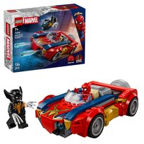 LEGO Marvel, klocki, Spider-Man w samochodzie kontra zvenomowany Wolverine, 76336