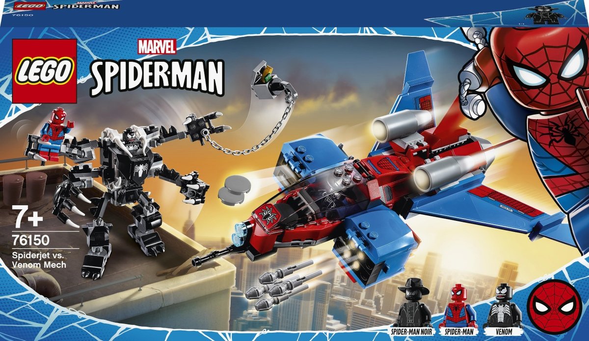 LEGO Marvel, klocki, Super Heroes, Pajęczy odrzutowiec kontra mech Venoma, 76150