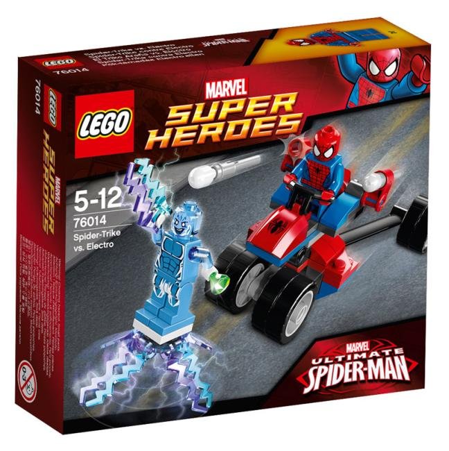 LEGO Marvel, Super Heroes, Spider-Man, klocki Trójkołowiec Pająka kontra Electro, 76014