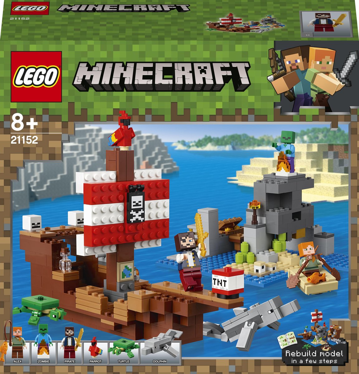 LEGO Minecraft, klocki, Przygoda na statku pirackim, 21152
