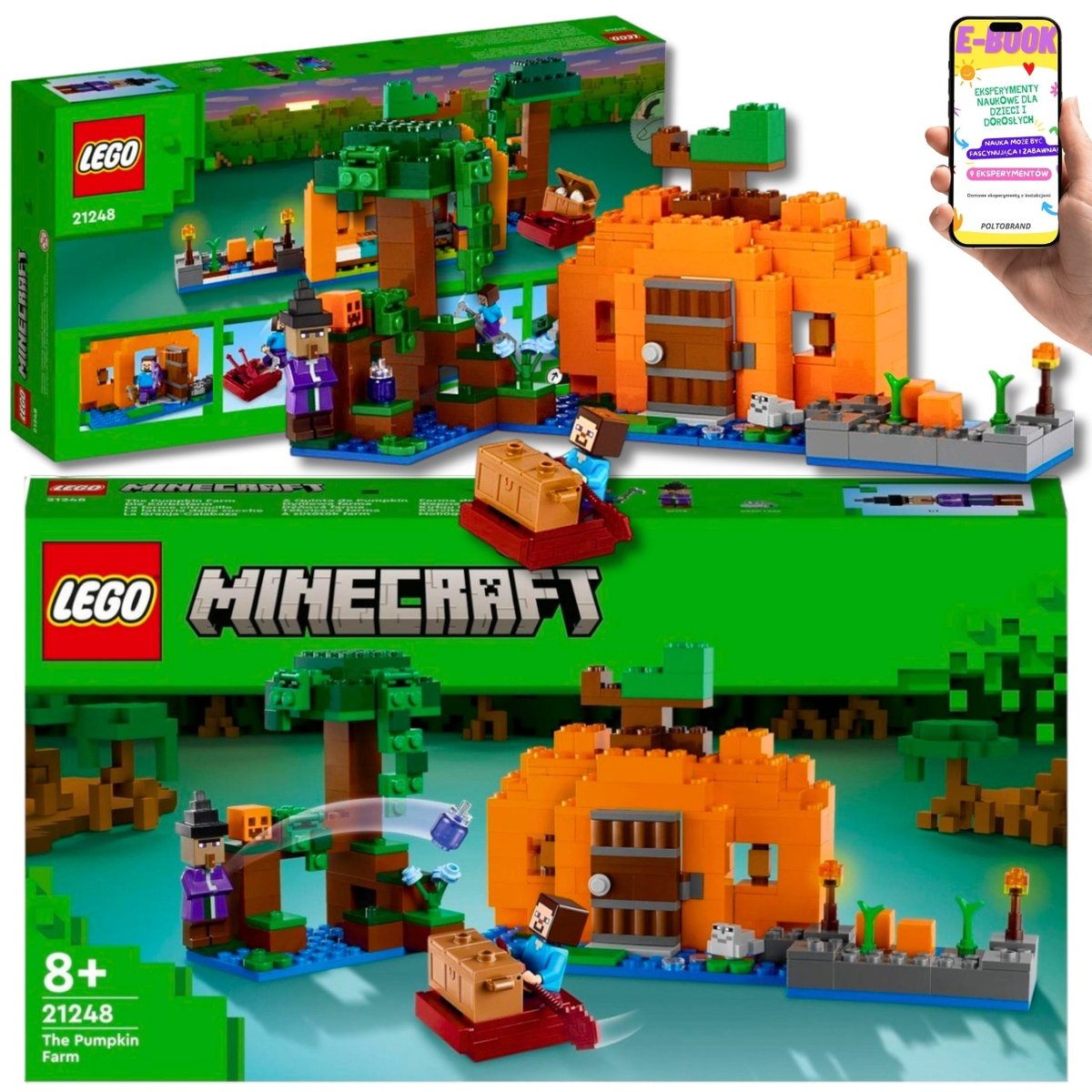 LEGO MINECRAFT PREZENT DLA DZIECKA - LEGO MINECRAFT DYNIOWA FARMA 21248 KLOCKI PREZENT + EBOOK