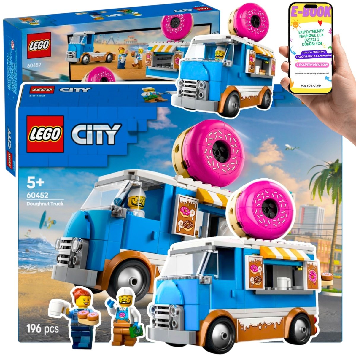 LEGO Mobilna Pączkarnia – Zestaw z Pączkami, Kawą i Minifigurkami (60452) | LEGO PREZENT URODZINOWY DLA DZIEWCZYNKI I CHŁOPCA + EBOOK