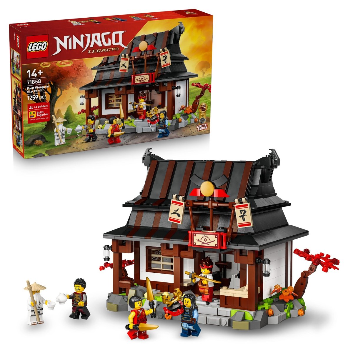 LEGO NINJAGO®, klocki, Kuźnia Cztery Bronie — 15-lecie, 71858
