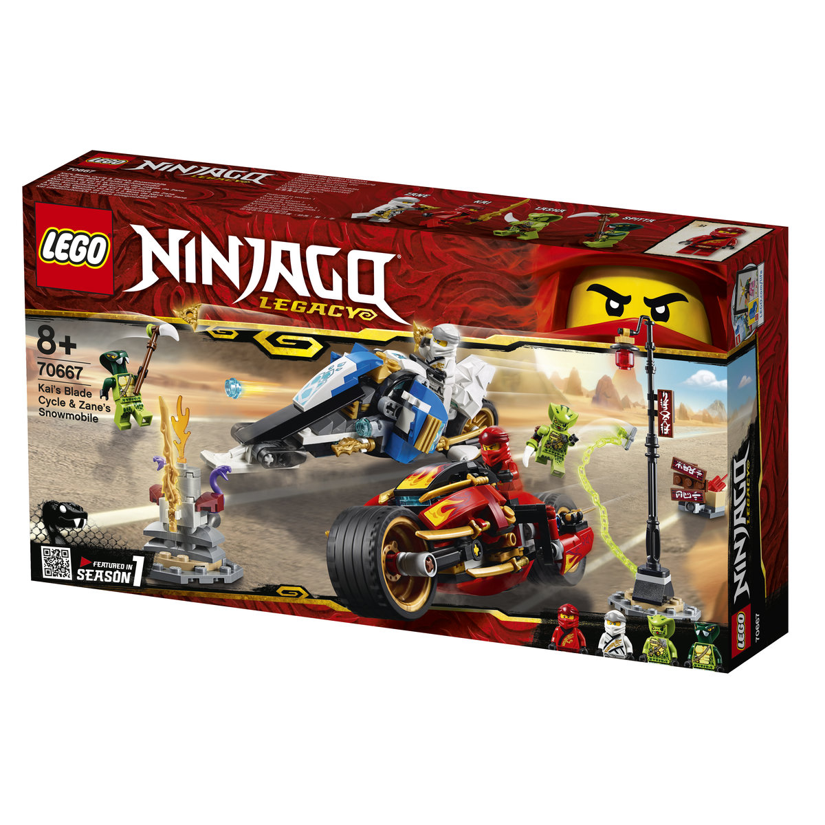 LEGO Ninjago, klocki Motocykl Kaia i skuter Zane’a, 70667