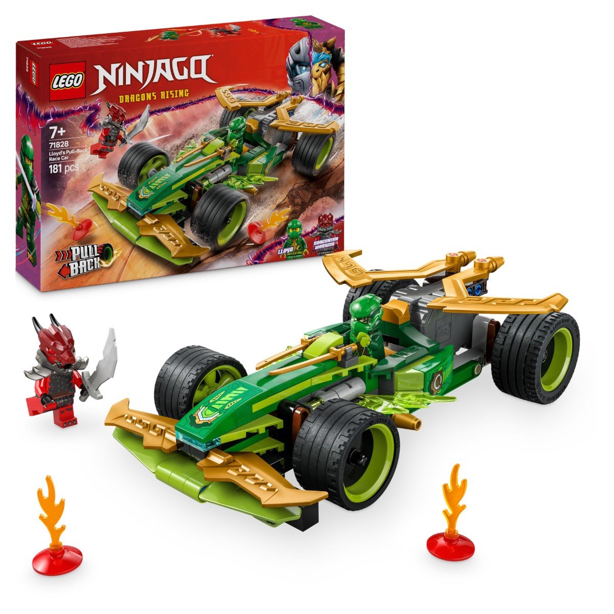 LEGO NINJAGO, klocki, Samochód wyścigowy Lloyda z napędem typu pull ...