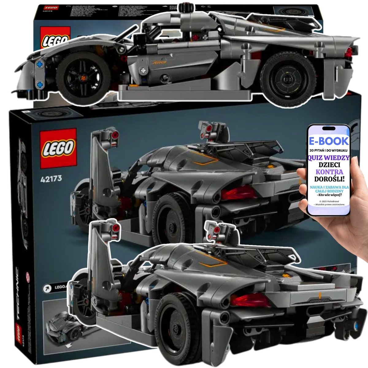 LEGO PREZENT DLA DZIECKA 10+ | LEGO Technic 42173 Koenigsegg Jesko Absolut | Ekskluzywny Model HIPERSAMOCHODU z Silnikiem V8 i Kierownicą + EBOOK-2