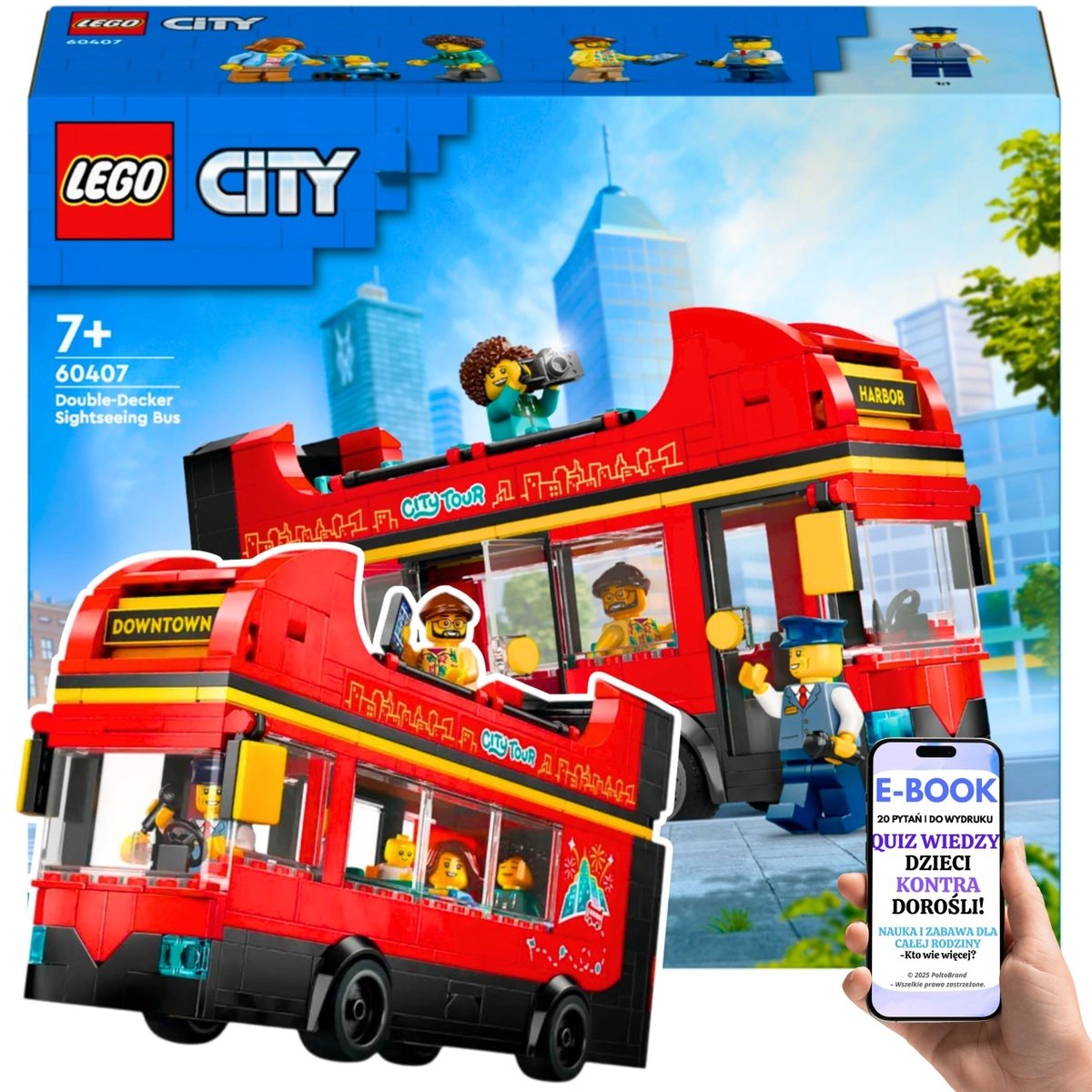 LEGO PREZENT DLA DZIECKA City Piętrowy Autokar (60407) – Zestaw Lego z Bohaterami Miejskiej Przygody + EBOOK-2