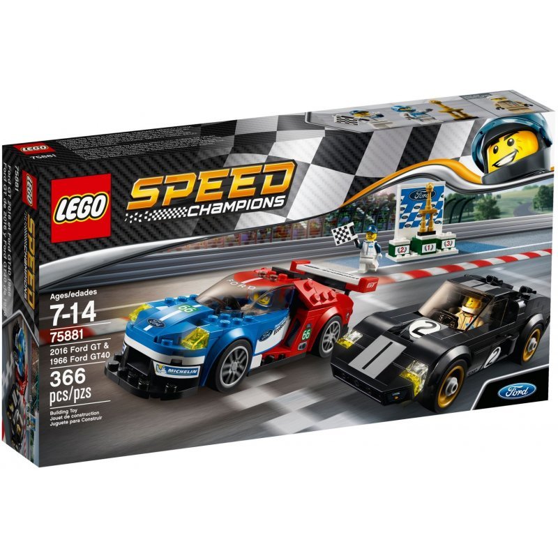 LEGO Speed Champions, klocki Ford GT z roku 2016 i Ford GT40 z roku 1966, 75881