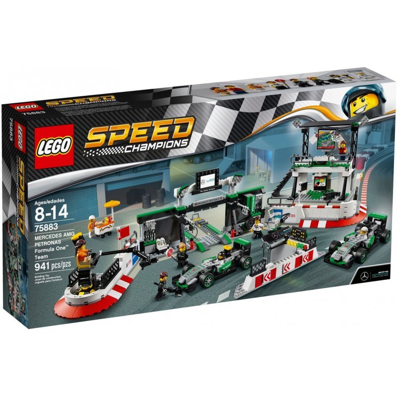 LEGO Speed Champions, klocki, klocki, Zespół Formuły 1 Mercedes AMG Petronas, 75883