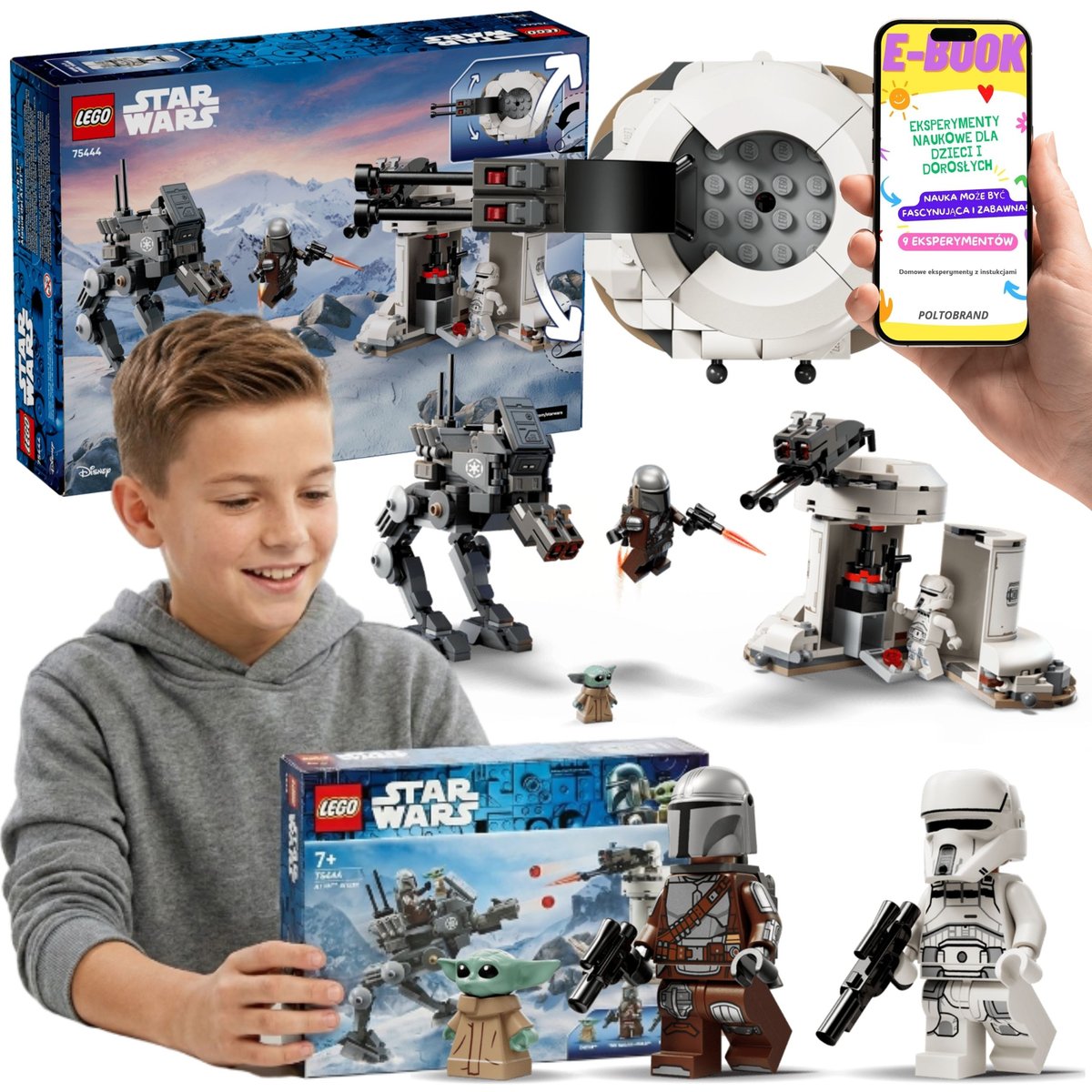 LEGO Star Wars 75444 Atak AT-RT Mandalorian Grogu Baby Yoda Wieża ...