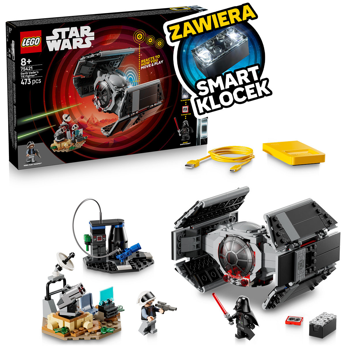 LEGO Star Wars™, klocki, SMART Play™: Myśliwiec TIE™ Dartha Vadera, 75421