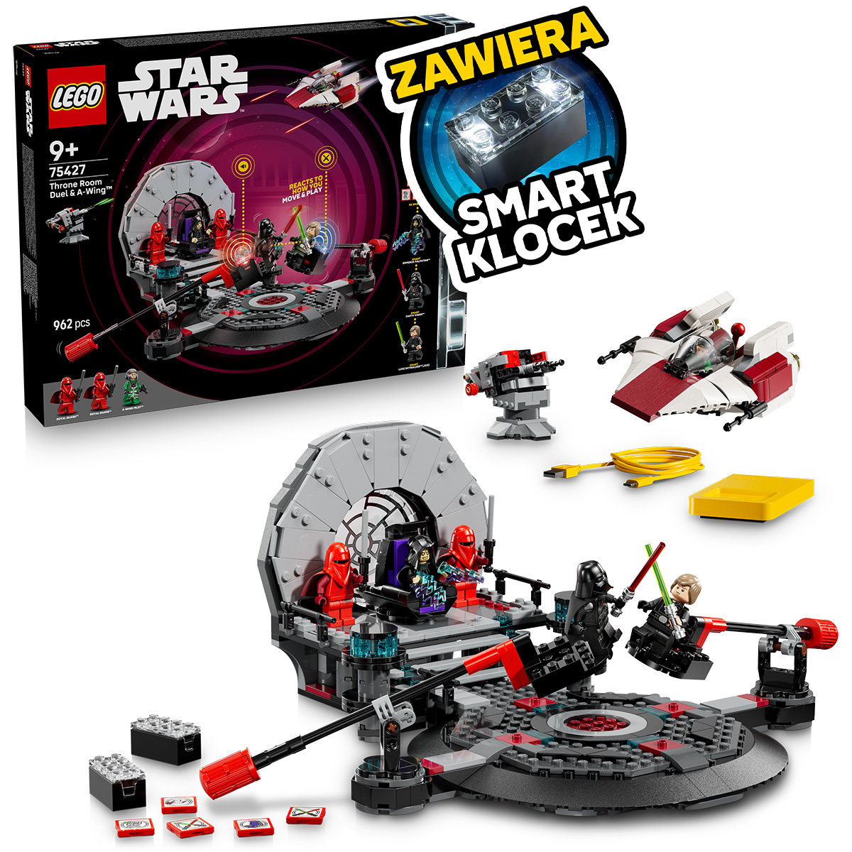 LEGO Star Wars™, klocki, SMART Play™: Pojedynek w sali tronowej i A-Wing™, 75427