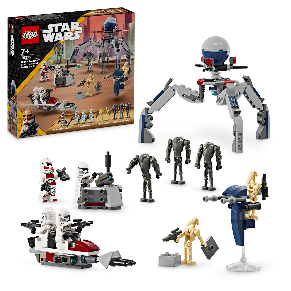 LEGO Star Wars, klocki, Zestaw bitewny z żołnierzem armii klonów i droidem bojowym, 75372