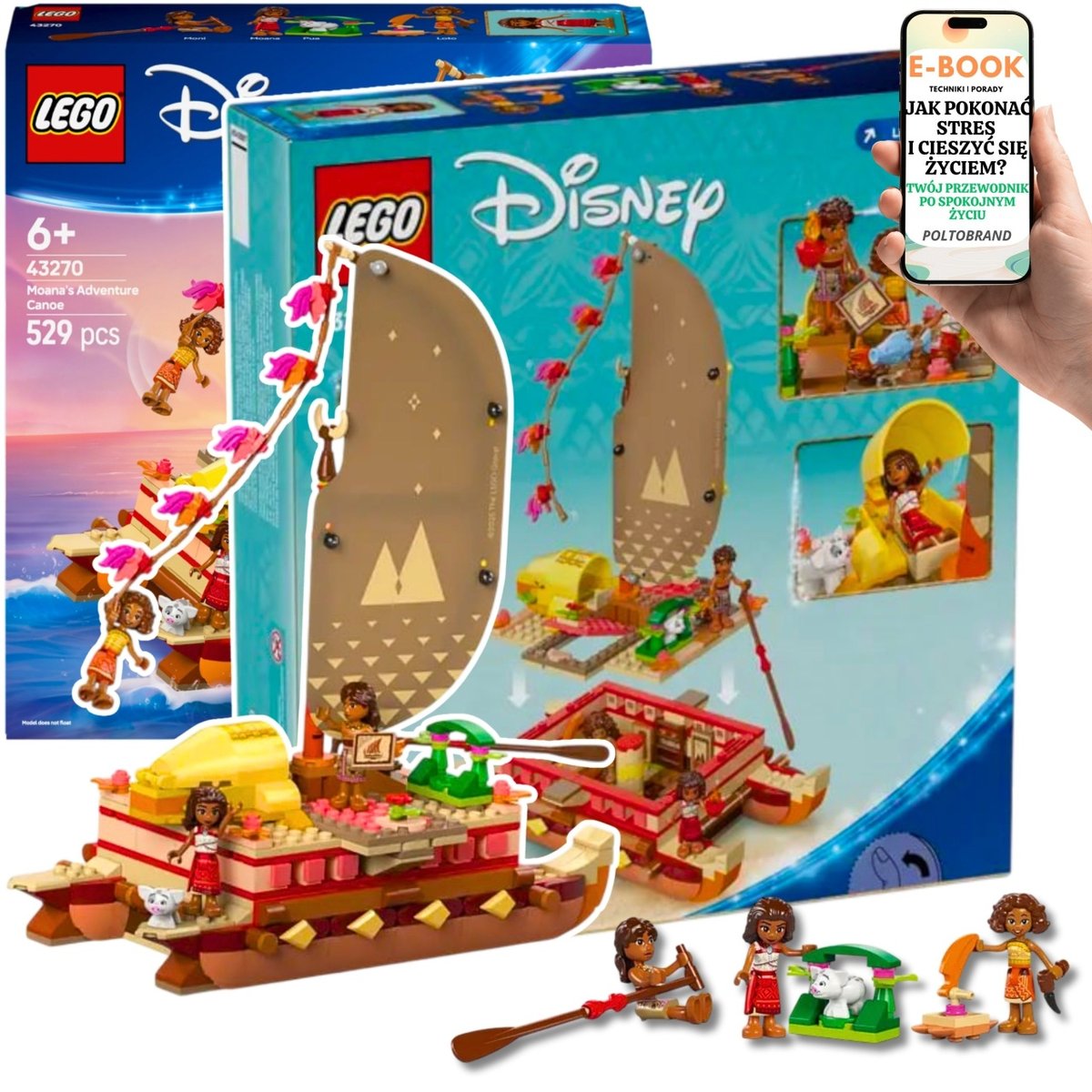 LEGO Vaiana Disney 43270- Zbuduj łódź, Wyrusz w Podróż | Lego Zestaw z bajki Prezent Dla Dziecka Córki Dziewczynki + EBOOK-1