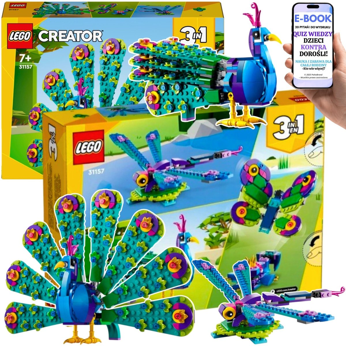 LEGO ZESTAW CREATOR 3w1 WAŻKA MOTYL PAW EGZOTYCZNY 31157 LEGO PREZENT + EBOOK-2